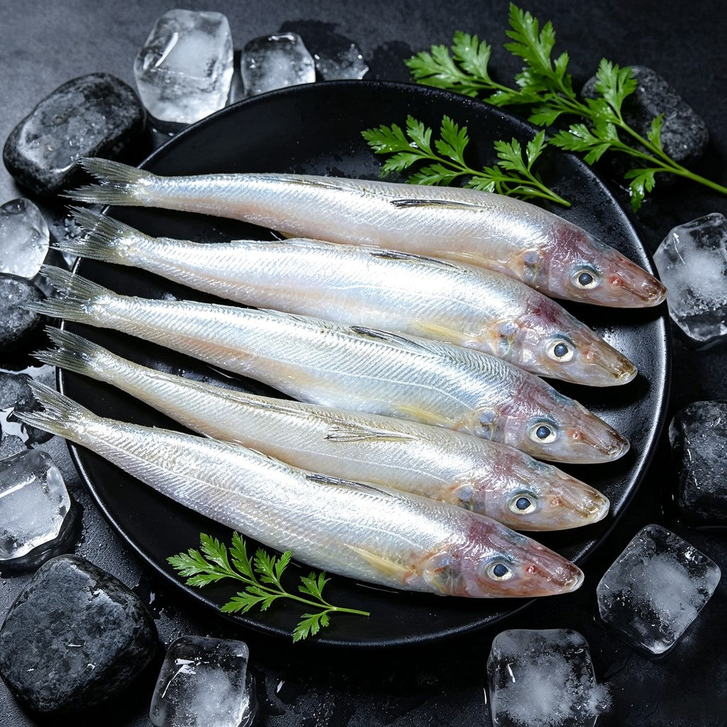 Fresh whiting on crushed ice