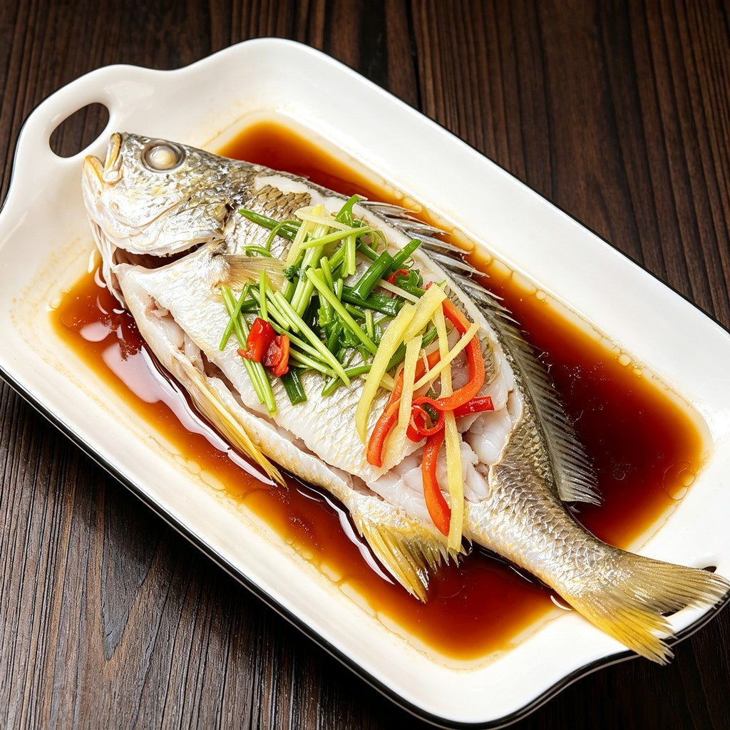 Steamed whole bream with ginger and scallion